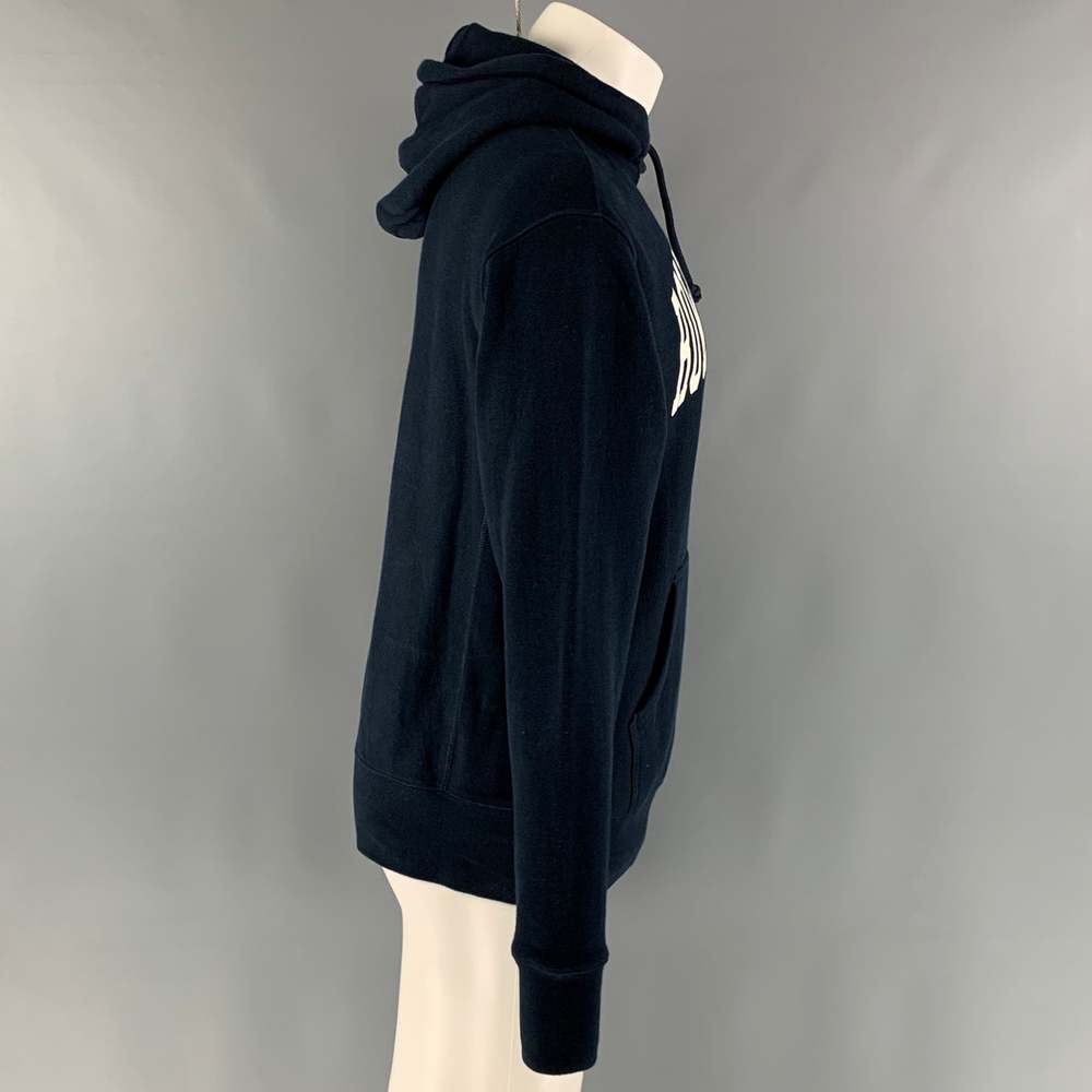 ROWING BLAZERS Navy White Logo Cotton Hooded Sweatshirt - Picture 2 of 6